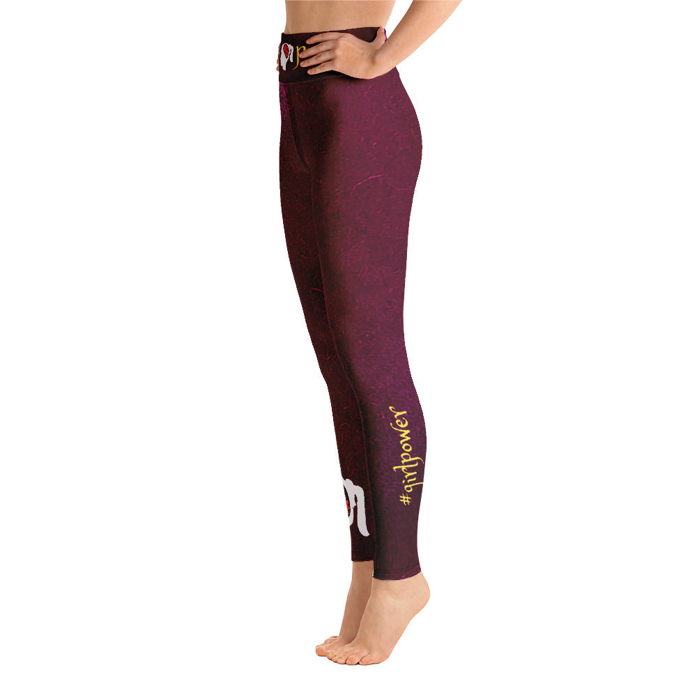 Wine or Plum Unique Arty Leggings- #girlpower. Yoga Pants, Gym Wear for Fit Girls- Beige, Black. WickedYo.